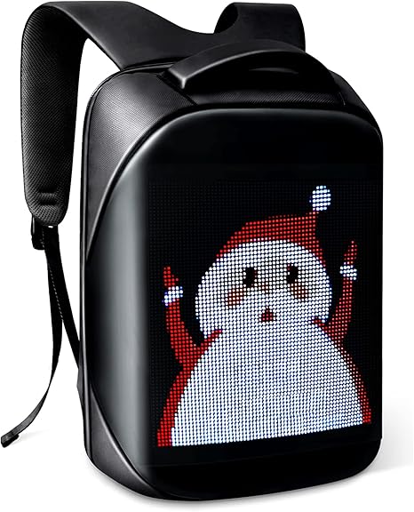 Smart LED Pixel Backpack features a customizable display, allowing you to change pixel art for a unique fashion statement.