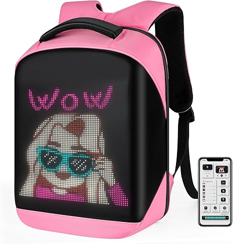 Eye-catching LED Pixel Backpack with vibrant pixel art display, perfect for showcasing your creativity on the go.