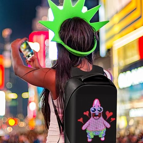 Trendy Smart LED Pixel Backpack with sleek design and customizable pixel display for ultimate style and functionality.