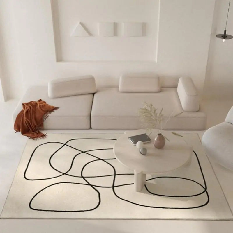 Nordic style large area rug featuring modern and minimalist design, perfect for adding elegance to living spaces.