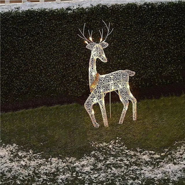 Outdoor Christmas LED wrought iron deer set enhancing holiday décor with a stunning festive glow.