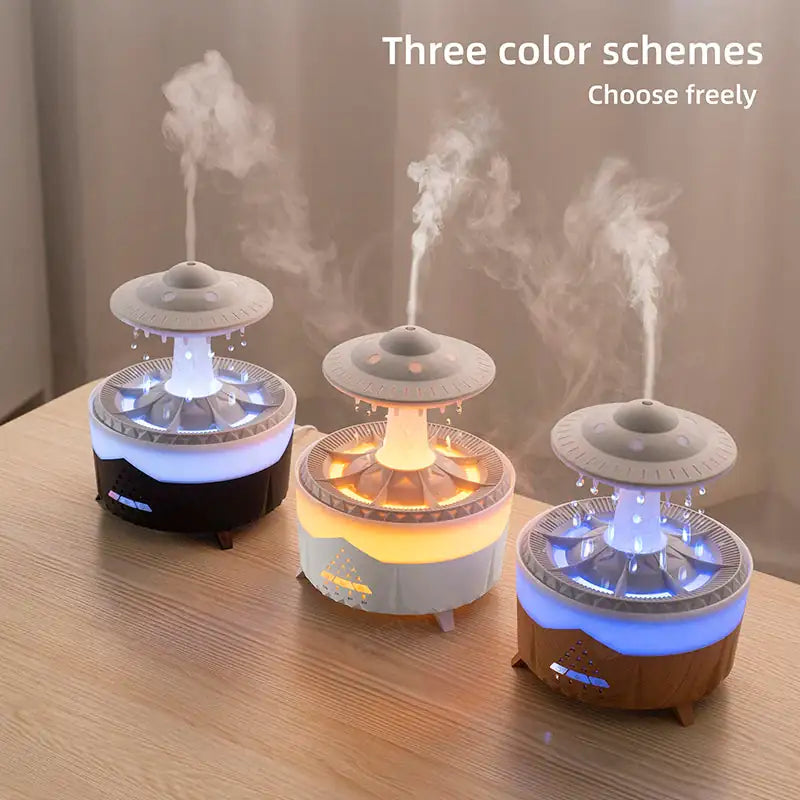 Relaxing rain diffuser for home décor and aromatherapy, enhancing relaxation with a modern design.