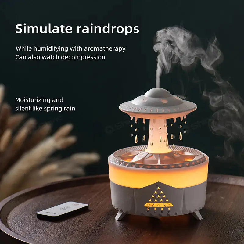 SootheCloud Rain Diffuser offering tranquil rain visuals and soothing scents for ultimate relaxation.